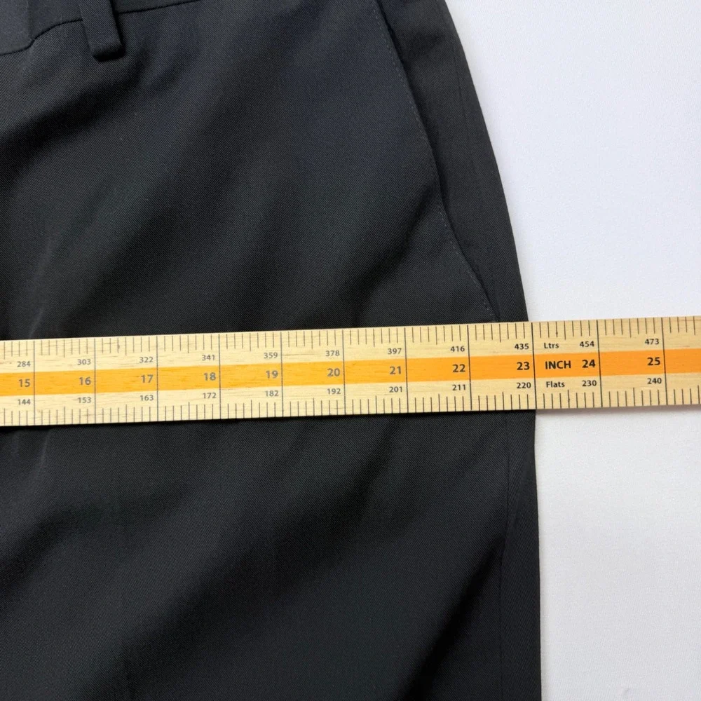 Mens Black Flat Front Dress Pants Straight Leg Trousers 40 x 30